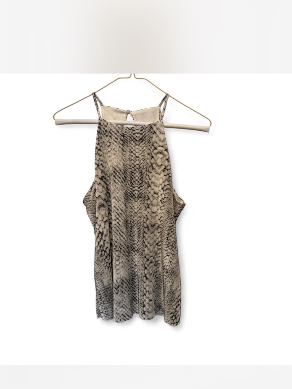 Allison Joy White and Black Printed Halter Top